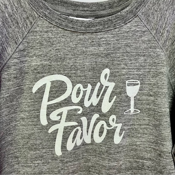 Wildfox Size Large Pour Favor Heather Gray Screen Print Wineglass Sweatshirt - Picture 4 of 7